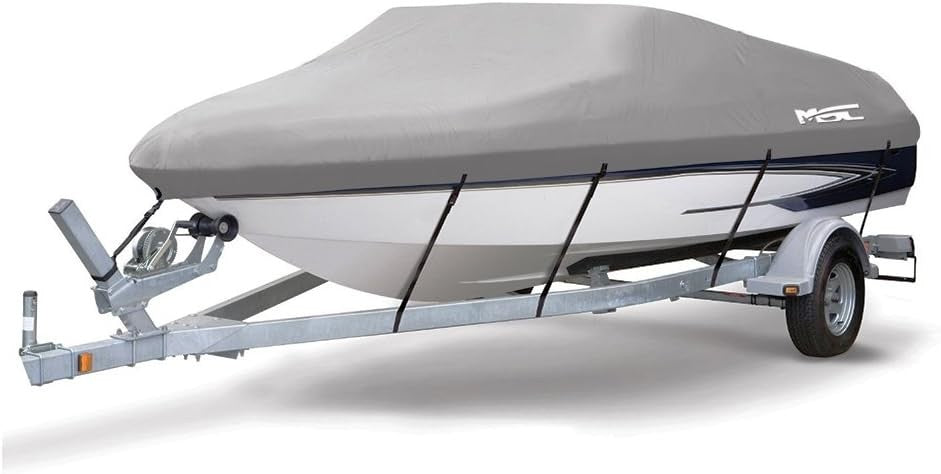 Heavy Duty Oxford Ployester Made Trailerable Boat Cover,Fits V-Hull,Tri-Hull