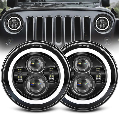 7 inch led Headlight Round 2pc Projector 7 inch Halo led Headlight H6024 DOT