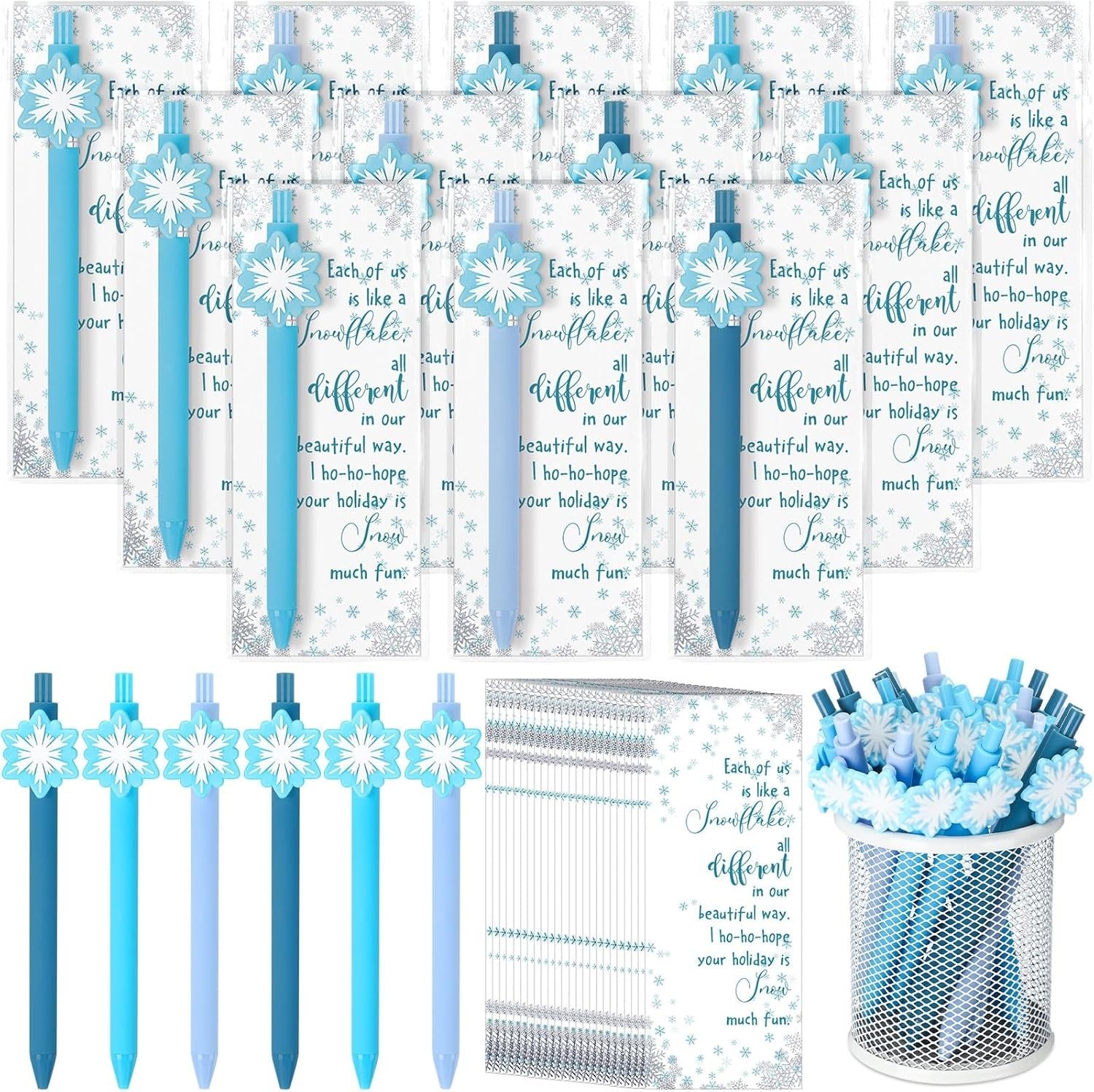 48 Sets Christmas Snowflake Ballpoint Pen Student Winter Gift Bulk Inspirational