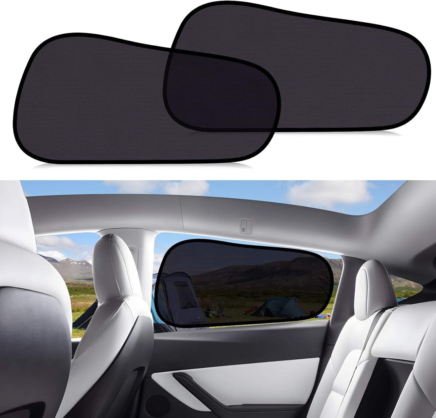 Car Window Shades for Tesla Model Y - Sun Shade Semi-Transparent Rear Window