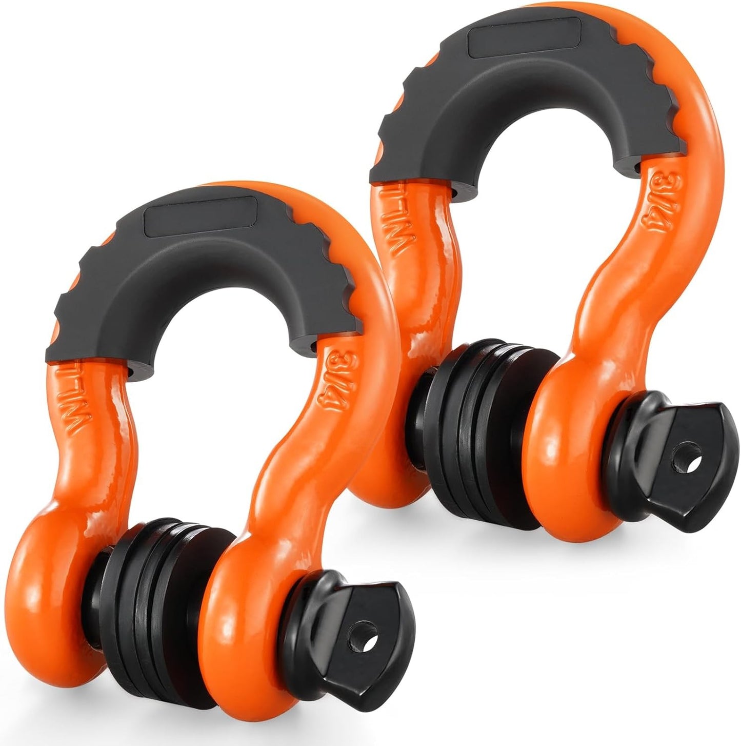 3/4" D Ring Shackle, Orange Shackles for Truck with 7/8” Screw Pin 62832 lbs