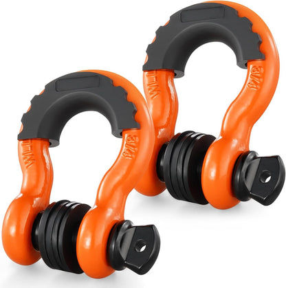 3/4" D Ring Shackle, Orange Shackles for Truck with 7/8” Screw Pin 62832 lbs