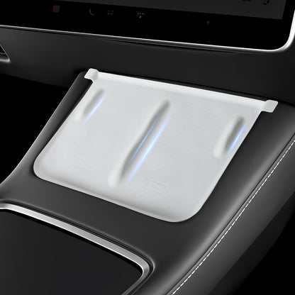 Center Console Silicone Mat(White Carbon Fiber Texture) Designed for Tesla Model