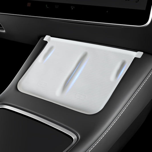 Center Console Silicone Mat(White Carbon Fiber Texture) Designed for Tesla Model