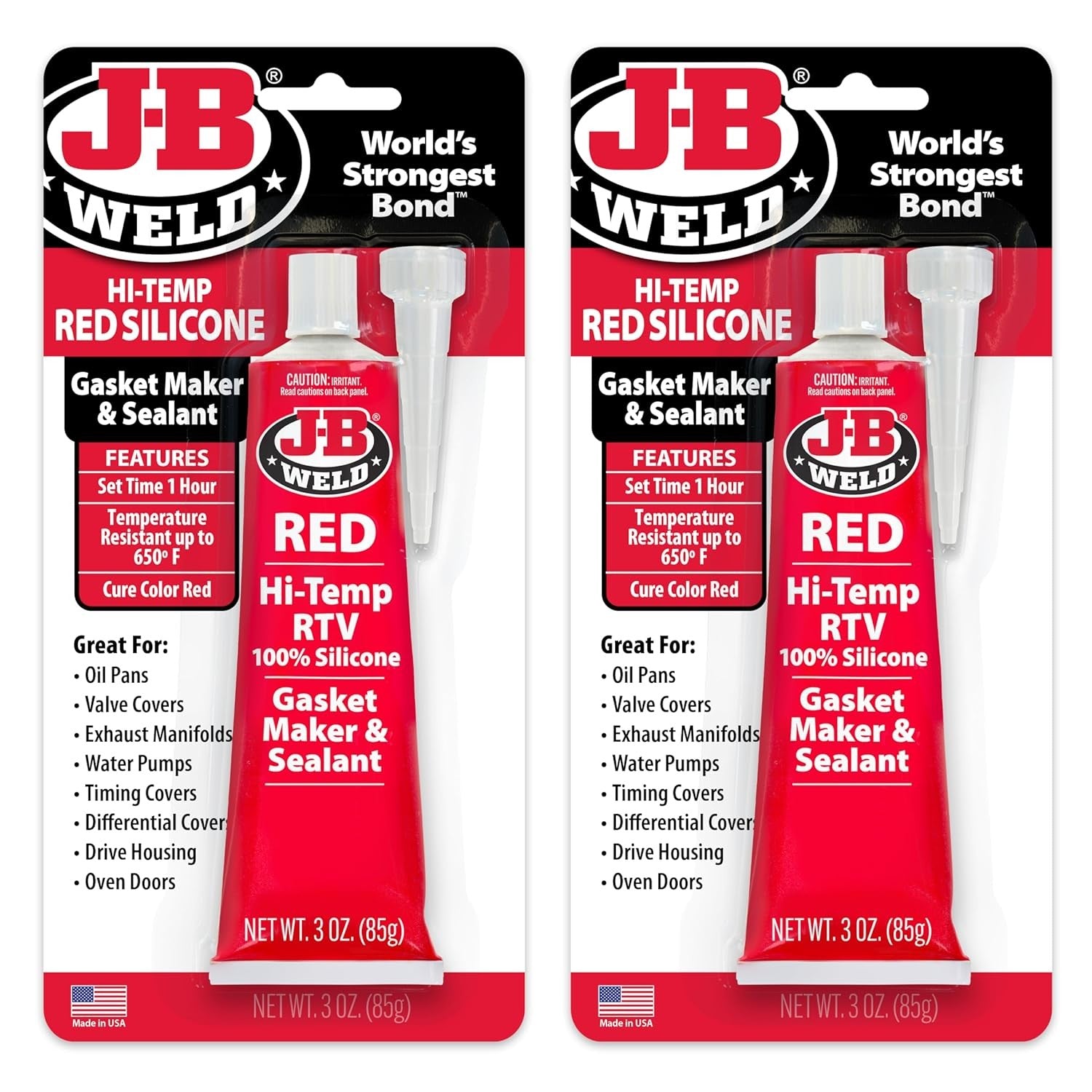 31314 Red High Temperature RTV Silicone Gasket Maker and Sealant - 3 oz. - 2Pack