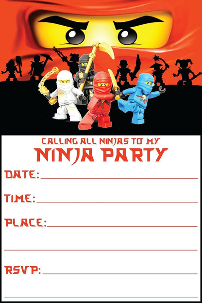 Set of 30 Ninja -Themed Happy Birthday Invitation Cards – Lightweight (230g)
