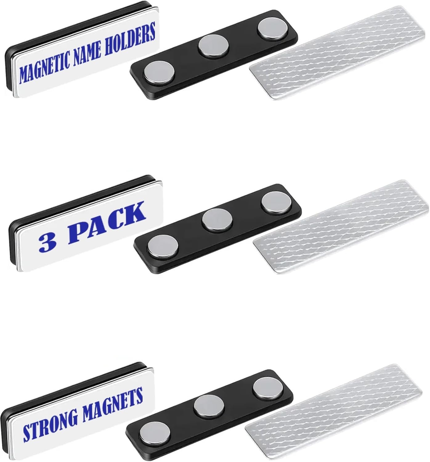 3 Pack Magnetic Name Tag Holders with Strong Magnets Badge Random style shipping