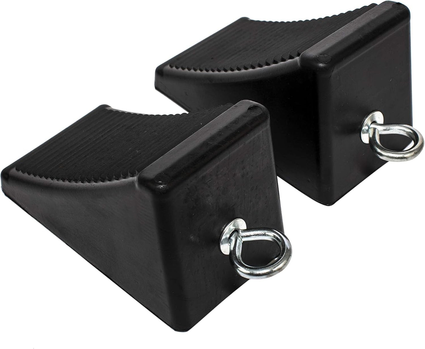50011 Heavy-Duty Rubber Wheel Chocks with Eyebolt, Anti-Slip Design 2 Pack
