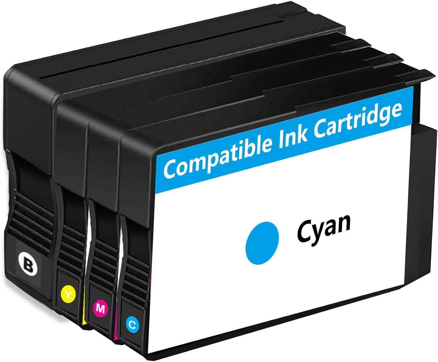 Ink Cartridges Replacement for 4-Pack Black Cyan Magenta Yellow