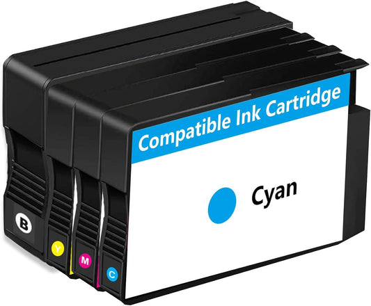 Ink Cartridges Replacement for 4-Pack Black Cyan Magenta Yellow