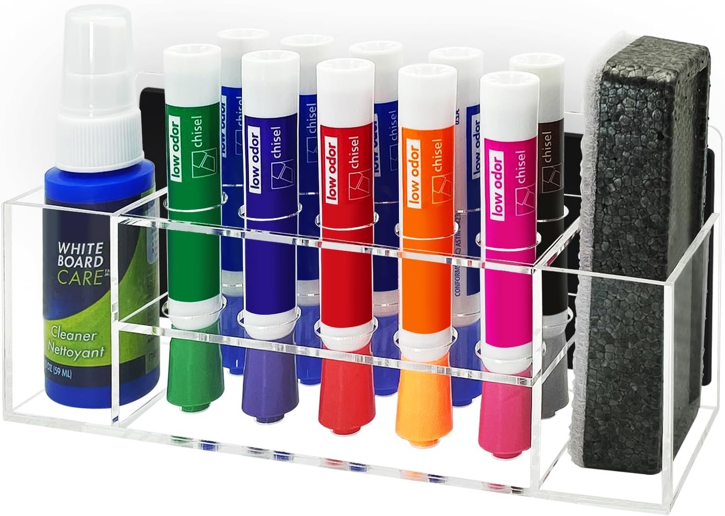 Acrylic Magnetic Dry Erase Marker Holder 10 Slots Clear Magnetic Marker Pen