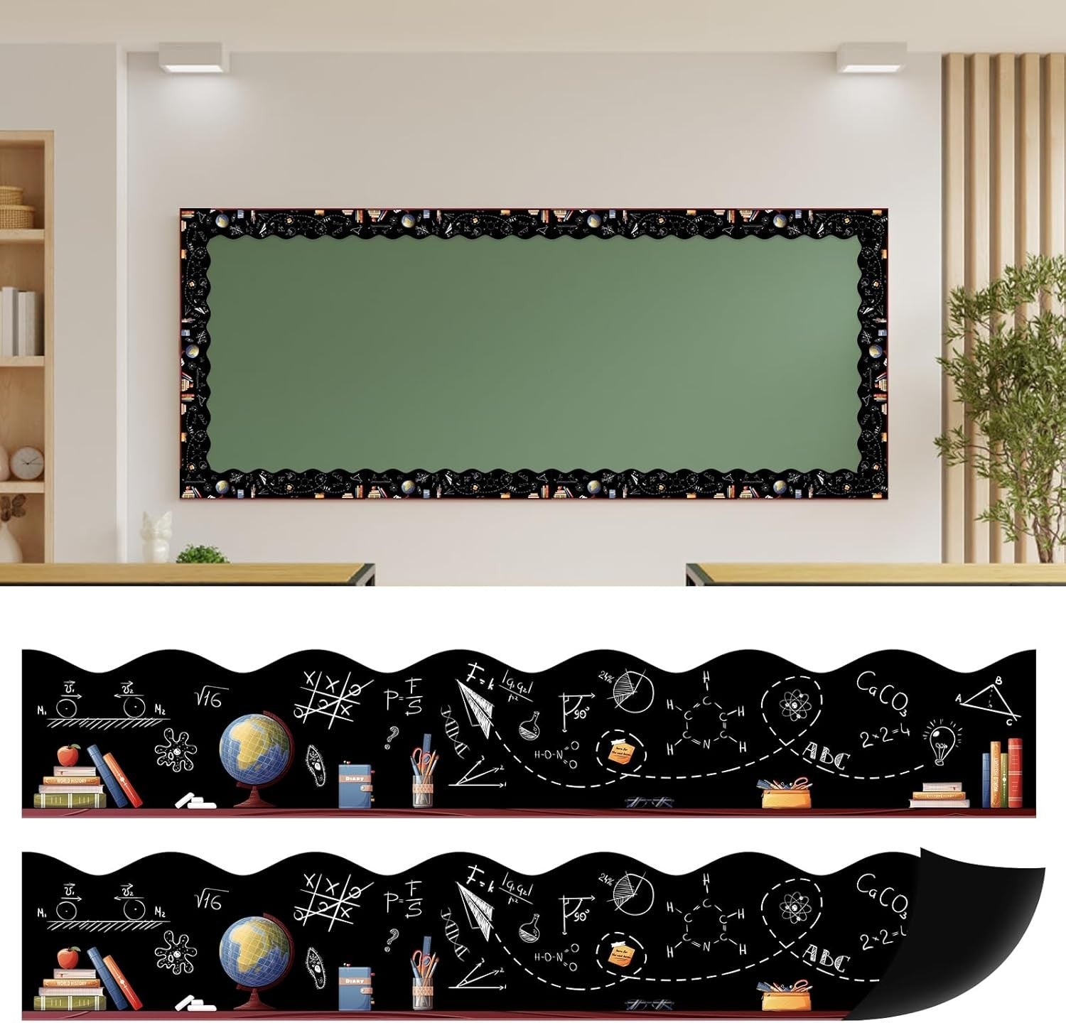 12pcs Magnetic Bulletin Board Borders 11.81x1.97in Blackboards Chalk Style