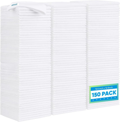 White Microfiber Cleaning Cloth 150 Pack, 12.5 x 12.5 inch Microfiber Towels