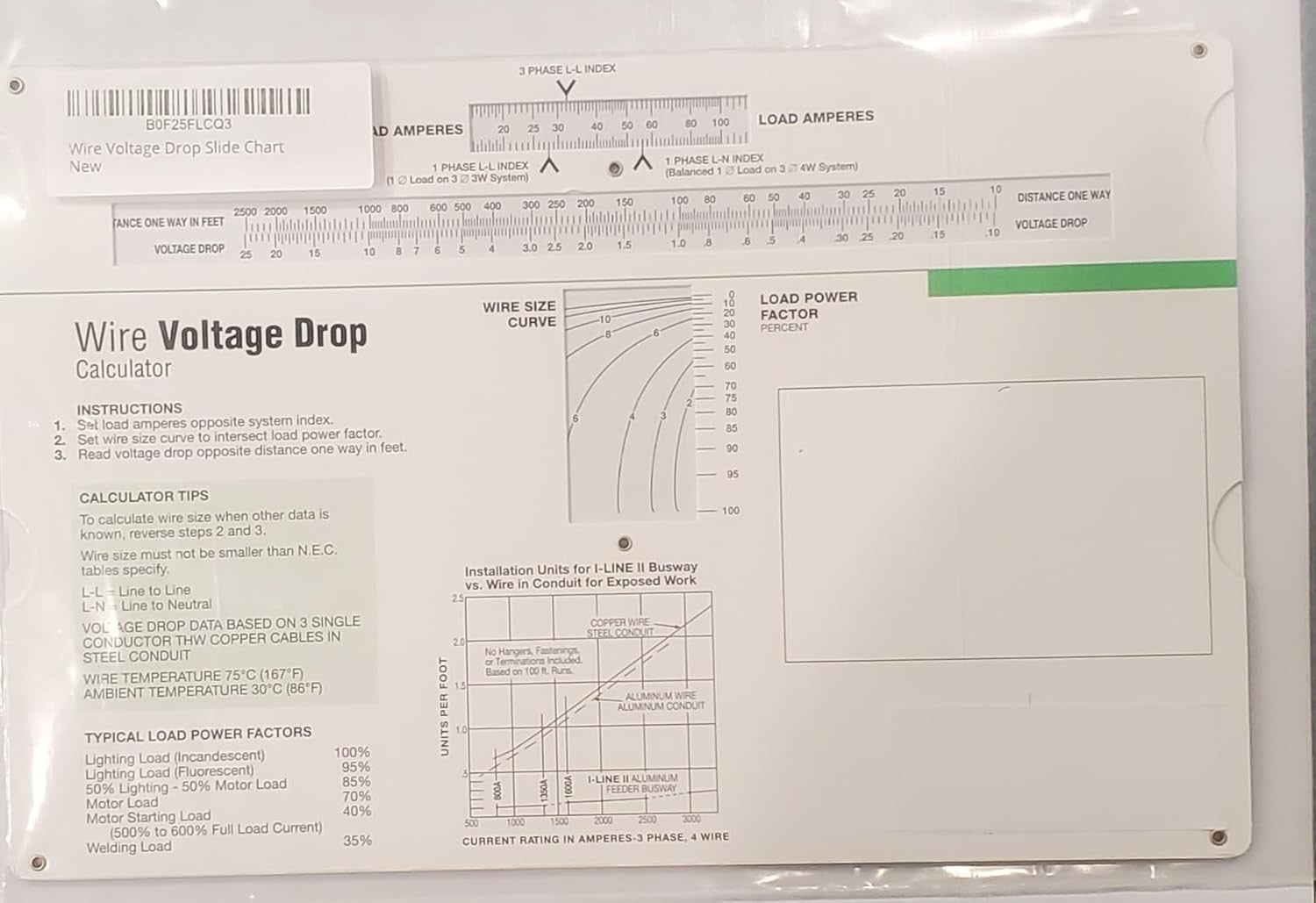Wire Voltage Drop Slide Chart