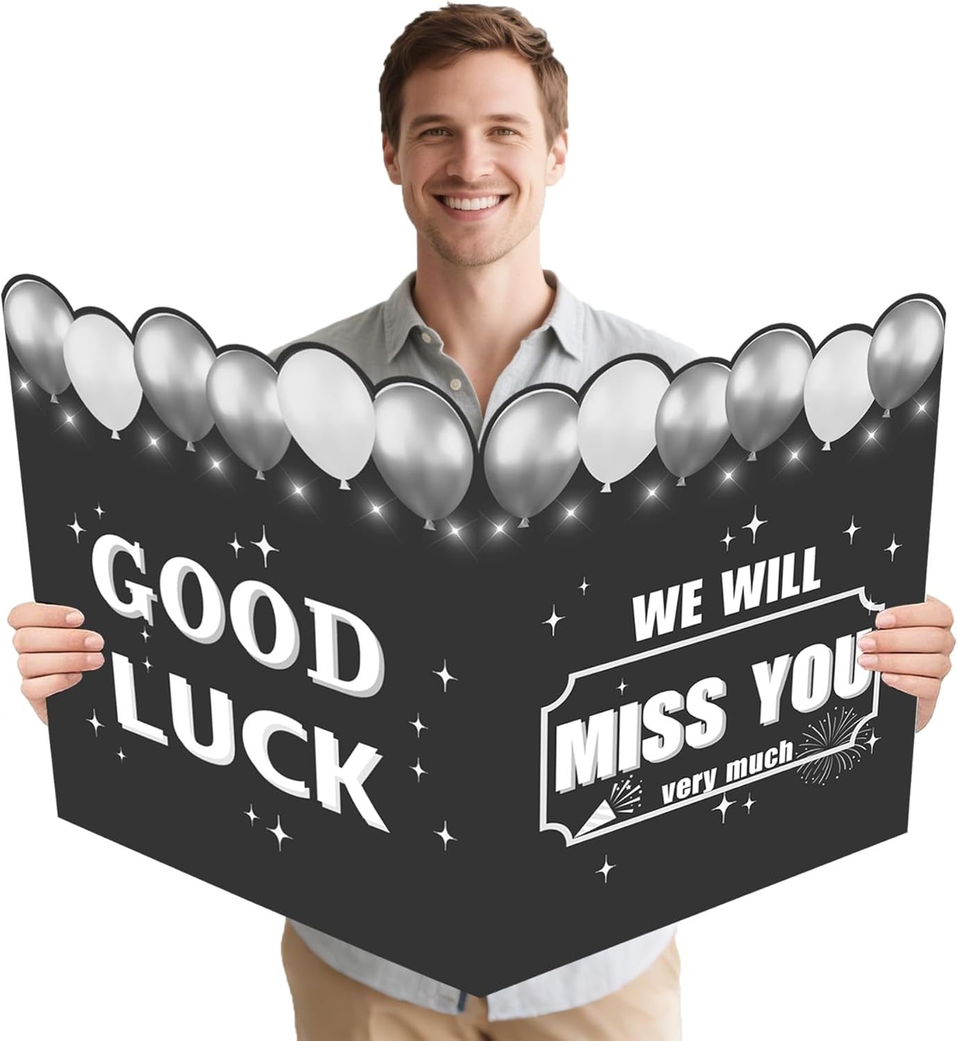 We Will Miss You Retirement Card Large, Farewell Card for Coworkers, Black