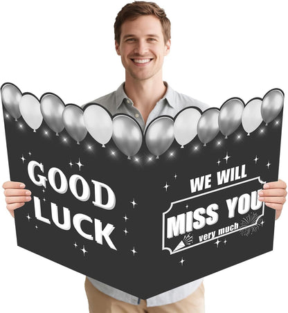 We Will Miss You Retirement Card Large, Farewell Card for Coworkers, Black
