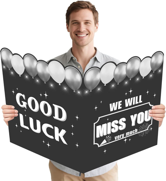 We Will Miss You Retirement Card Large, Farewell Card for Coworkers, Black