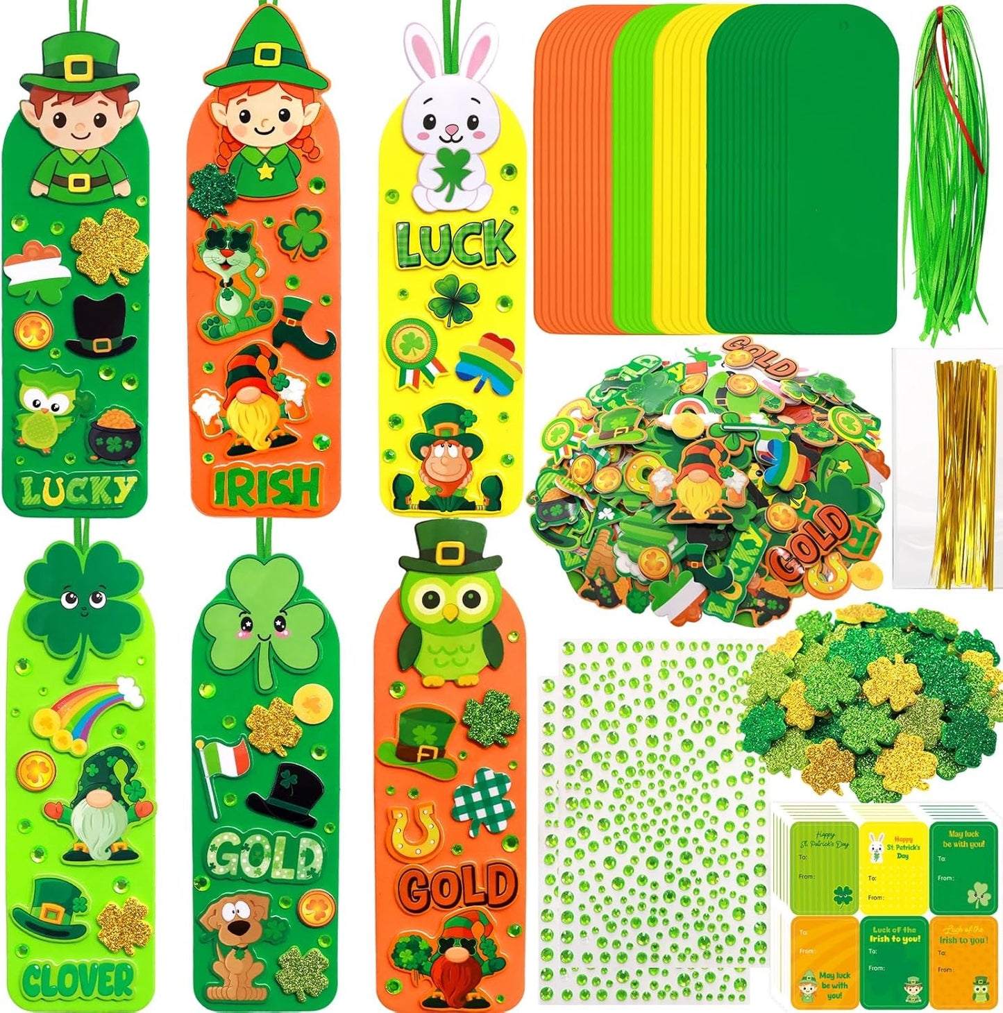 36 Sets St Patricks Day Crafts for Kids Foam DIY Bookmarks Ornaments Craft Kits