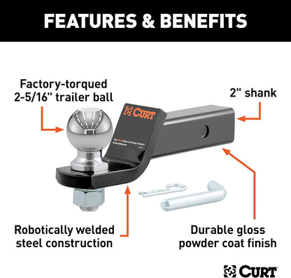 Manufacturing 45041 Class III 2" Loaded Ball Mount with 2-5/16" Ball