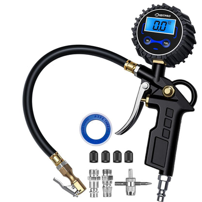 Digital Tire Pressure Gauge with Inflator, 3-250 PSI Air Compressor Accessories