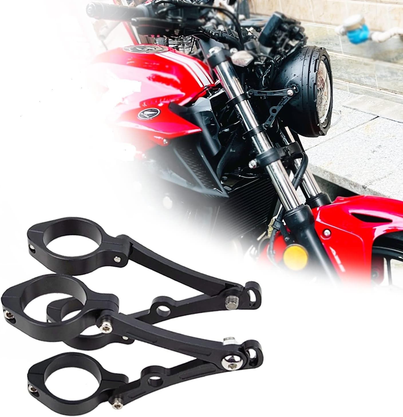 Aluminum Alloy Motorcycle Headlight Bracket 42-46mm Black Headlamp CNC Fork Tube