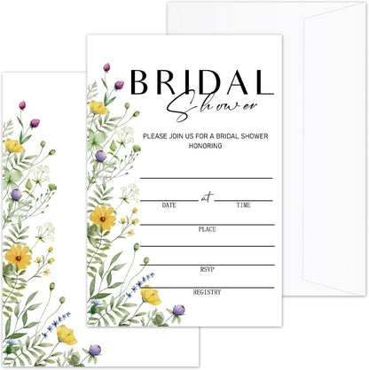 25 Pcs Wedding Invites, Floral Bridal Shower Invitations, Wedding Invitation
