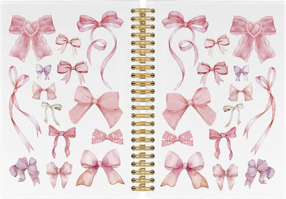 Coquette Bows Journal Notebook - Trendy Preppy Funky Pink Notebooks 5.5"x8.3"
