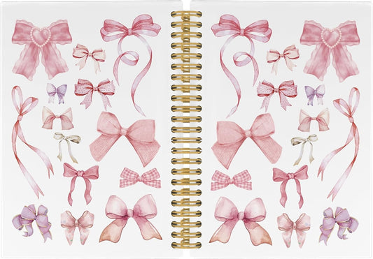 Coquette Bows Journal Notebook - Trendy Preppy Funky Pink Notebooks 5.5"x8.3"