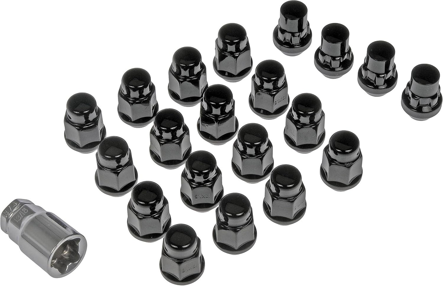 711-346 Black Chrome Acorn M12-1.50 Compatible with Select Models, 20 Pack