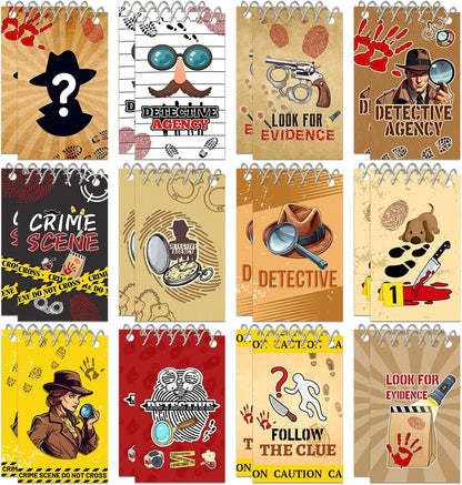 24 Pcs Detective Mini Spiral Notebooks, Detective Pocket Notepads Journal Memo