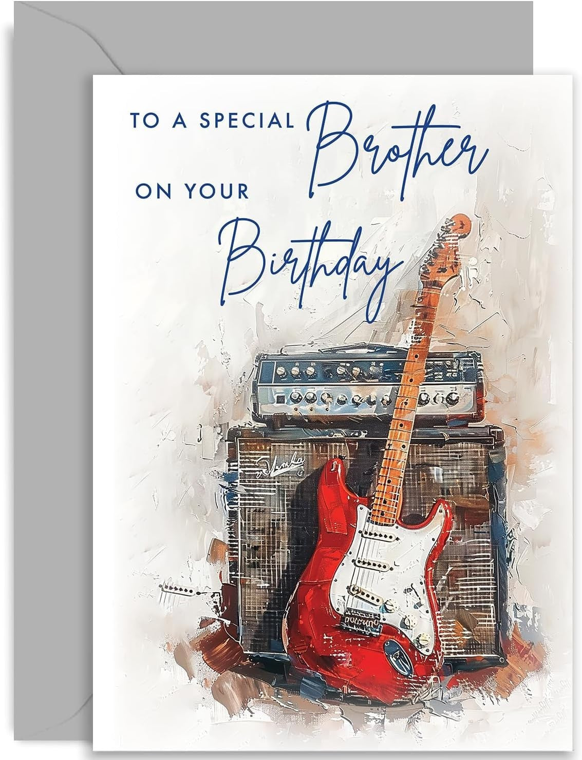 Birthday Cards for Brother - Rock n Roll Guitar Birthday Card for Him - Male