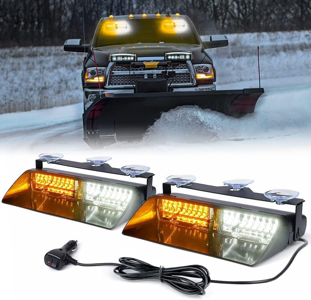 2×11 inch High Intensity White Amber 32 LED Emergency Strobe Dash Lights