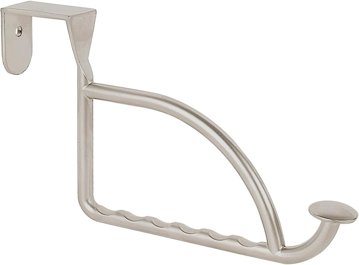 Stratford Satin Nickel Over The Door Hook Valet for Hanging Clothes Towels Robes