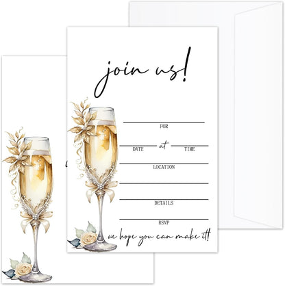 25 Pcs Join Us Wedding Invites, Champagne Pattern Invitaciones Para Boda
