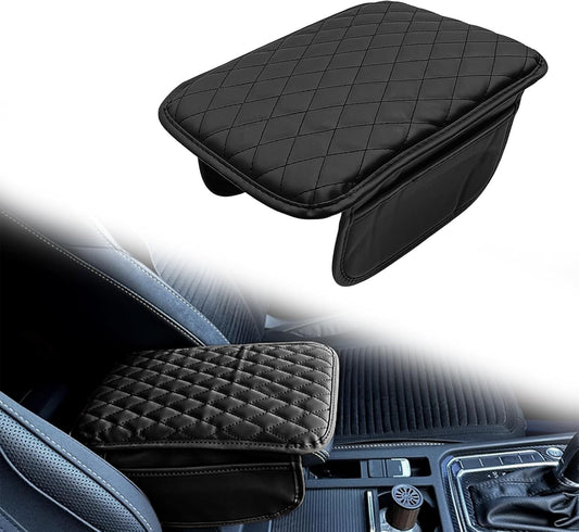 Car Center Console Cover with 2 Storage Upgraded Microfiber Leather Car Arm Rest