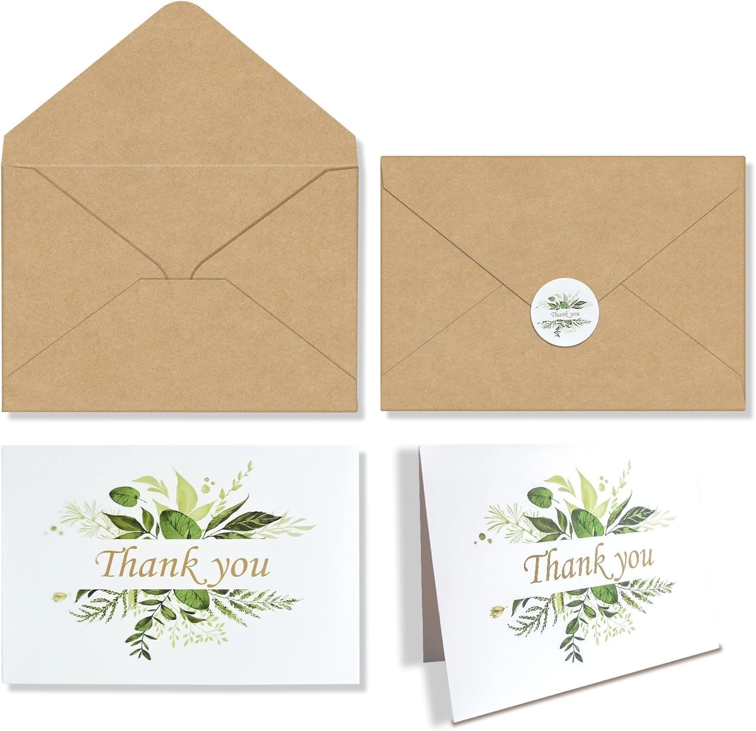 30-Pack Floral Thank You Cards, Includes Envelopes & Stickers for Multiple