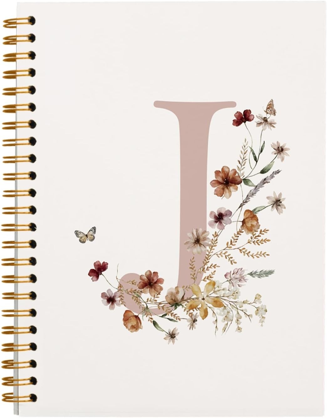 Initial Letter Pink Gifts J Personalized Spiral Notebook Journal, Cute Custom