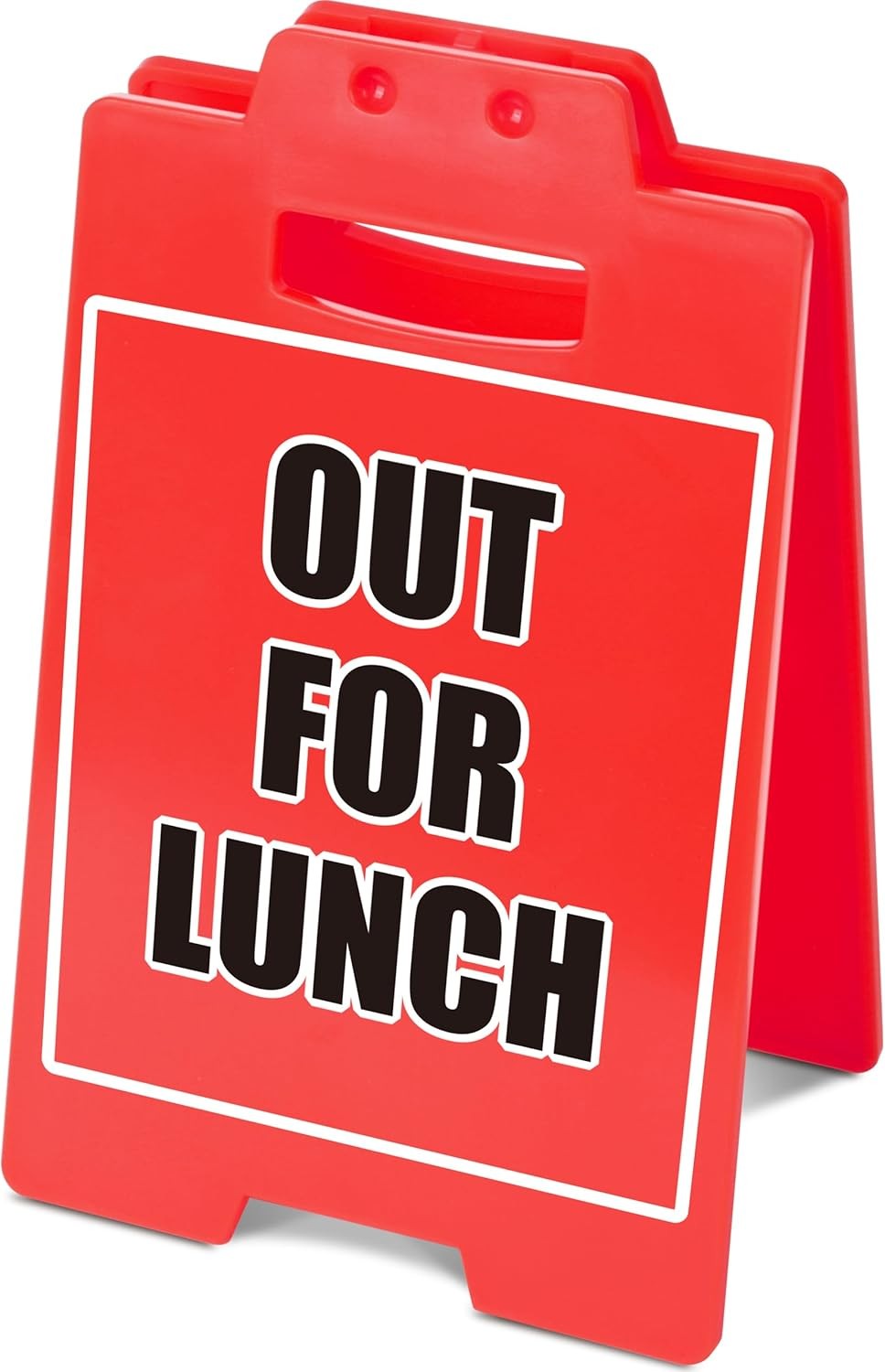OUT FOR LUNCH Red Sign, Office Desk Accessory & Cubicle Decor, Modern Work Theme