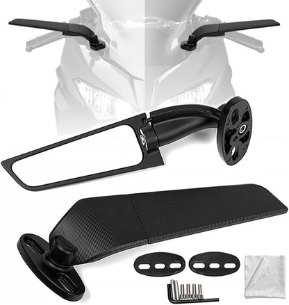 Motorcycle Mirrors Adjustable Rotating Stealth Mirrors for Ninja 400 500 650 300