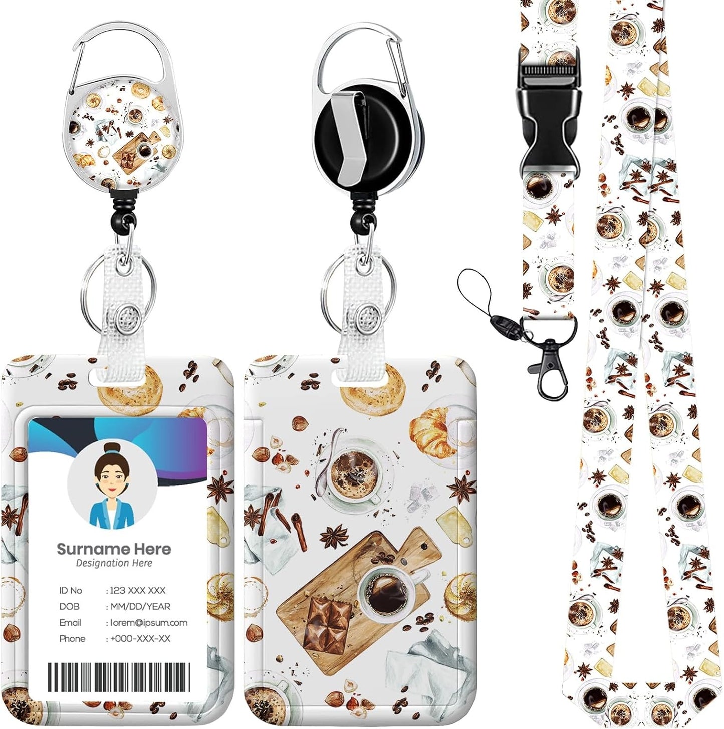 Coffee ID Badge Holder with Lanyards, Detachable Lanyards for ID Badges