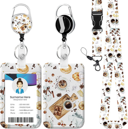 Coffee ID Badge Holder with Lanyards, Detachable Lanyards for ID Badges