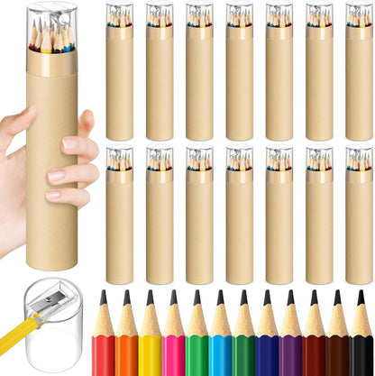 36 Pack #2 HB Pencils Bulk in Tube with Sharpener Assorted Colors Wood-cased