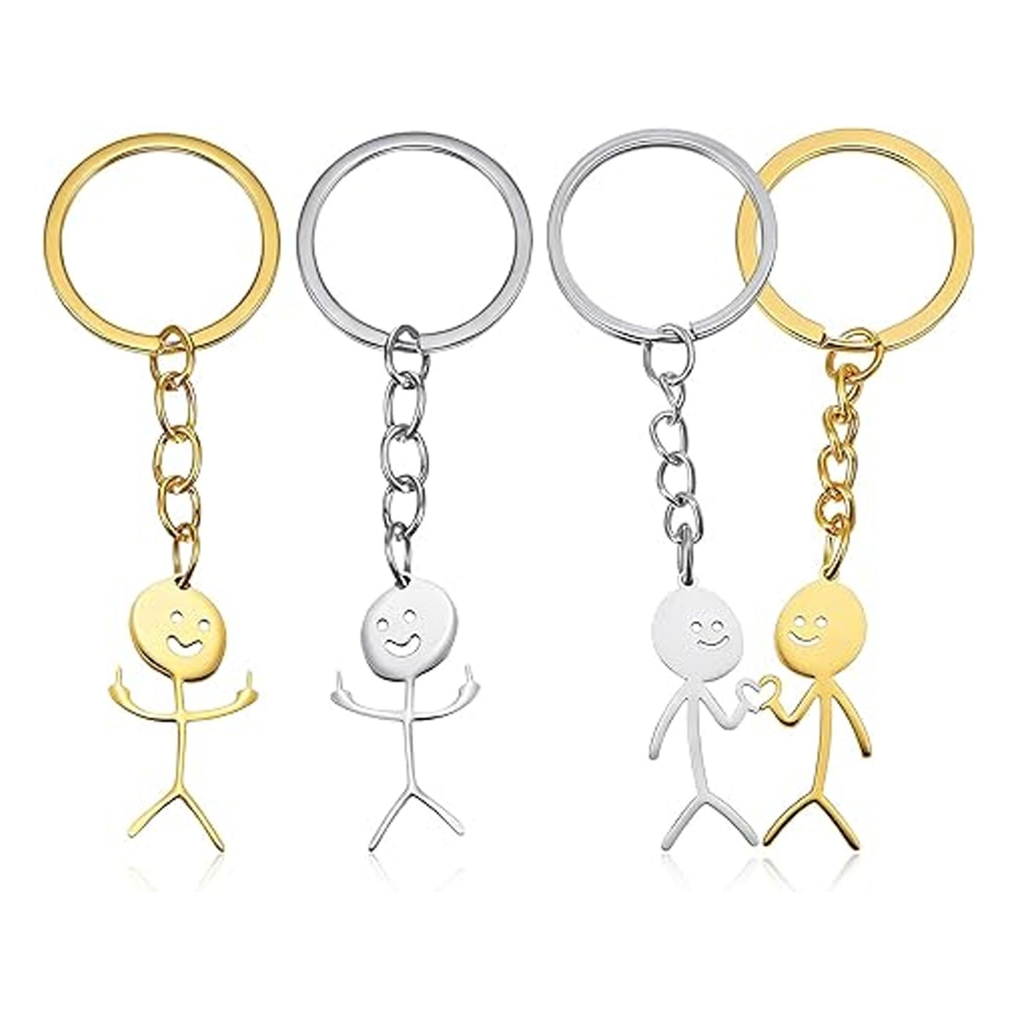 4 Pcs Middle Finger Gifts, Funny Keychains for Men Women, Personalized Matching