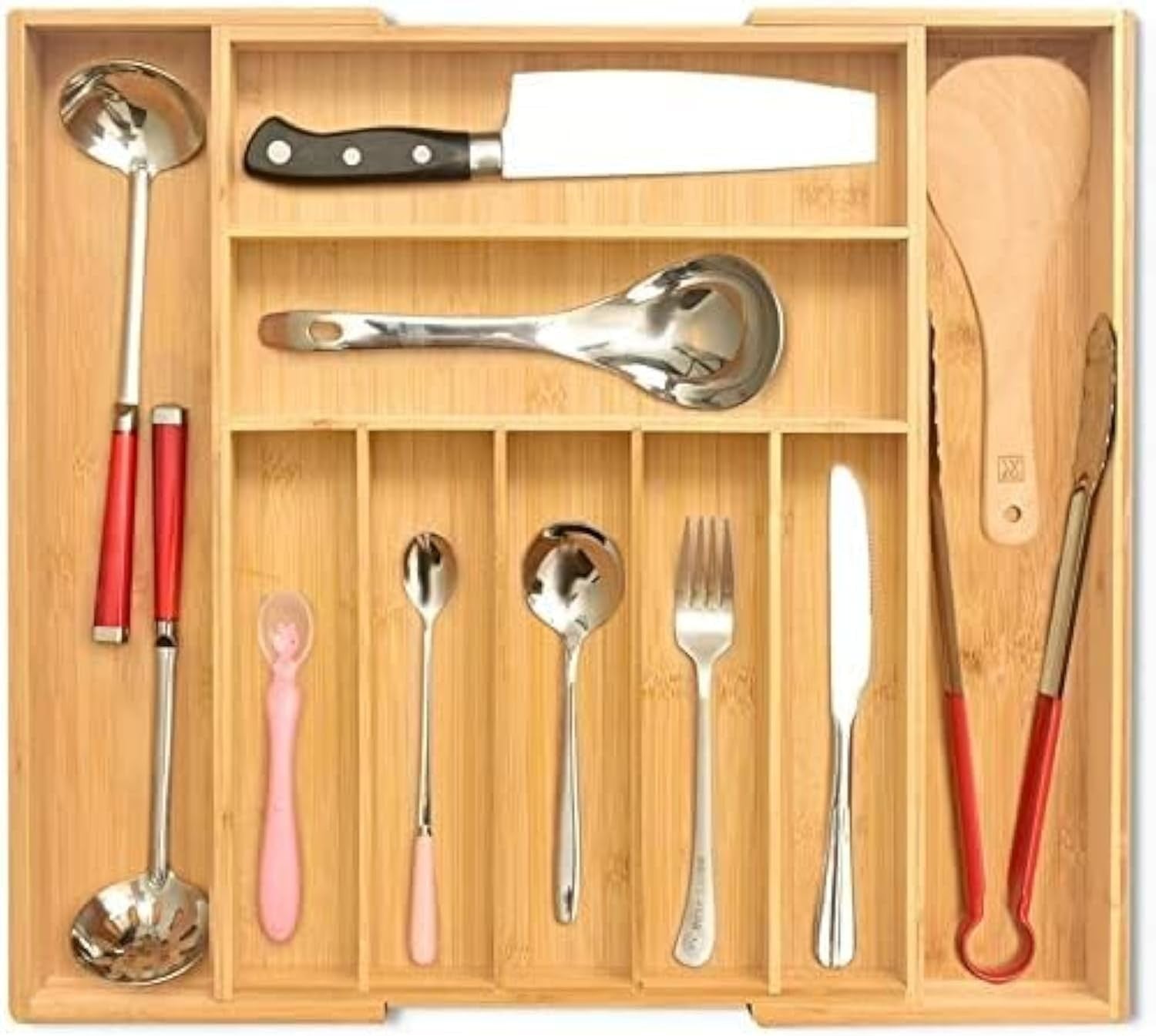 Signature Living Bamboo Expandable Utensil Drawer Organizer, Premium Bamboo