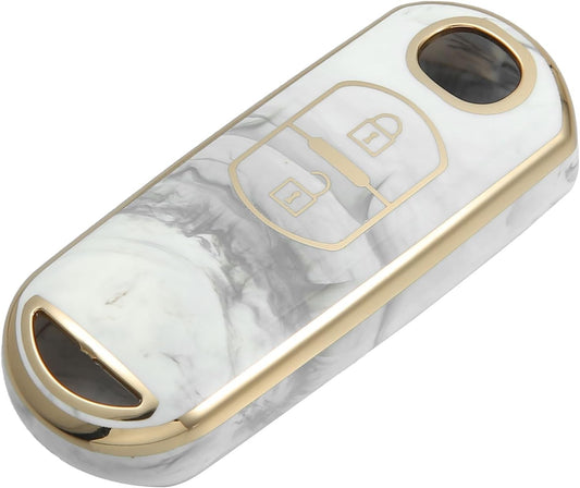 Key Fob Cover Compatible for Mazda CX-3 CX-4, 2 Button Porcelain Pattern Fashion