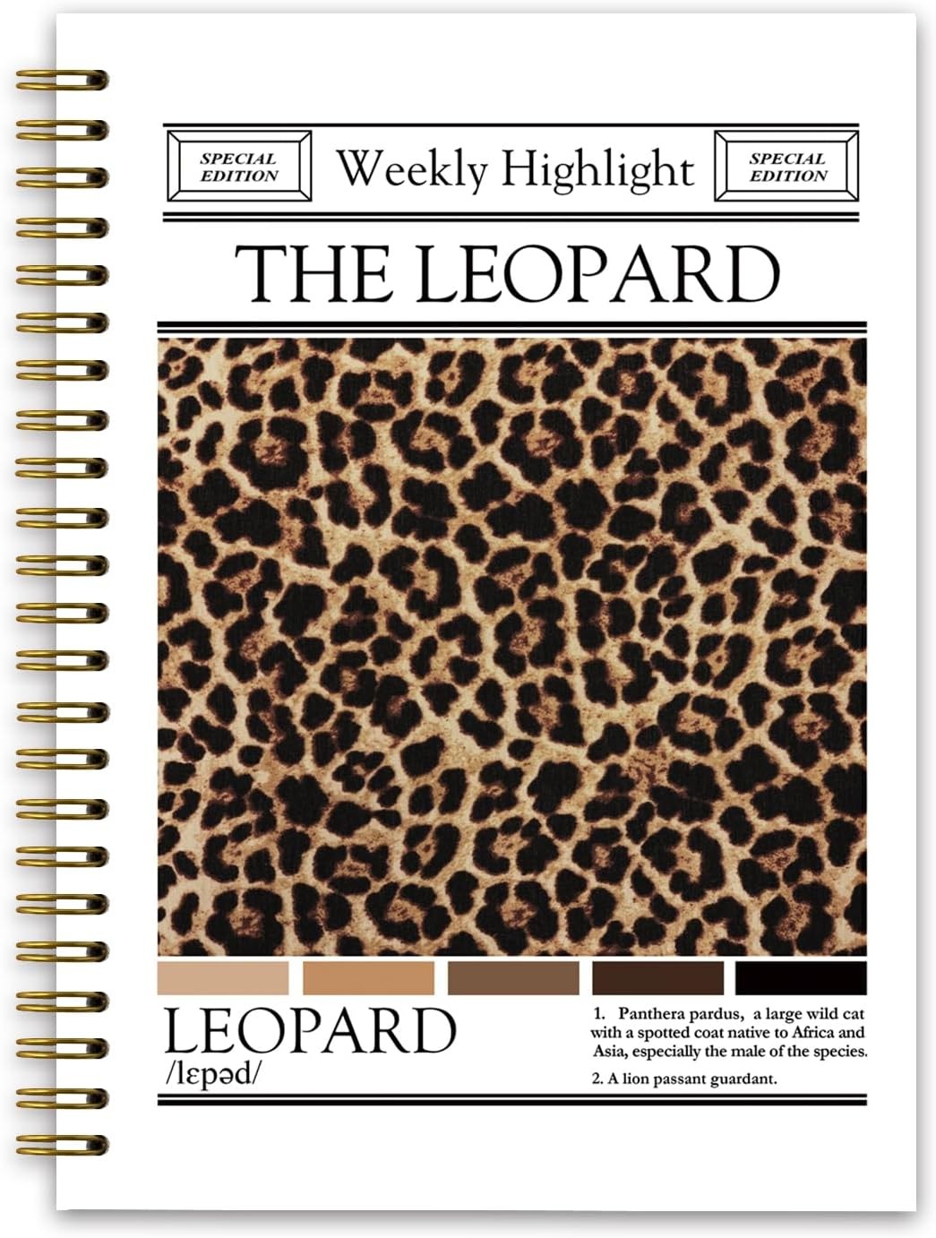 Trendy Preppy Cheetah Print Spiral Notebook Spiritual Journal Women 5.5 x 8.3