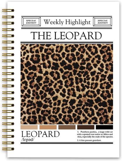 Trendy Preppy Cheetah Print Spiral Notebook Spiritual Journal Women 5.5 x 8.3