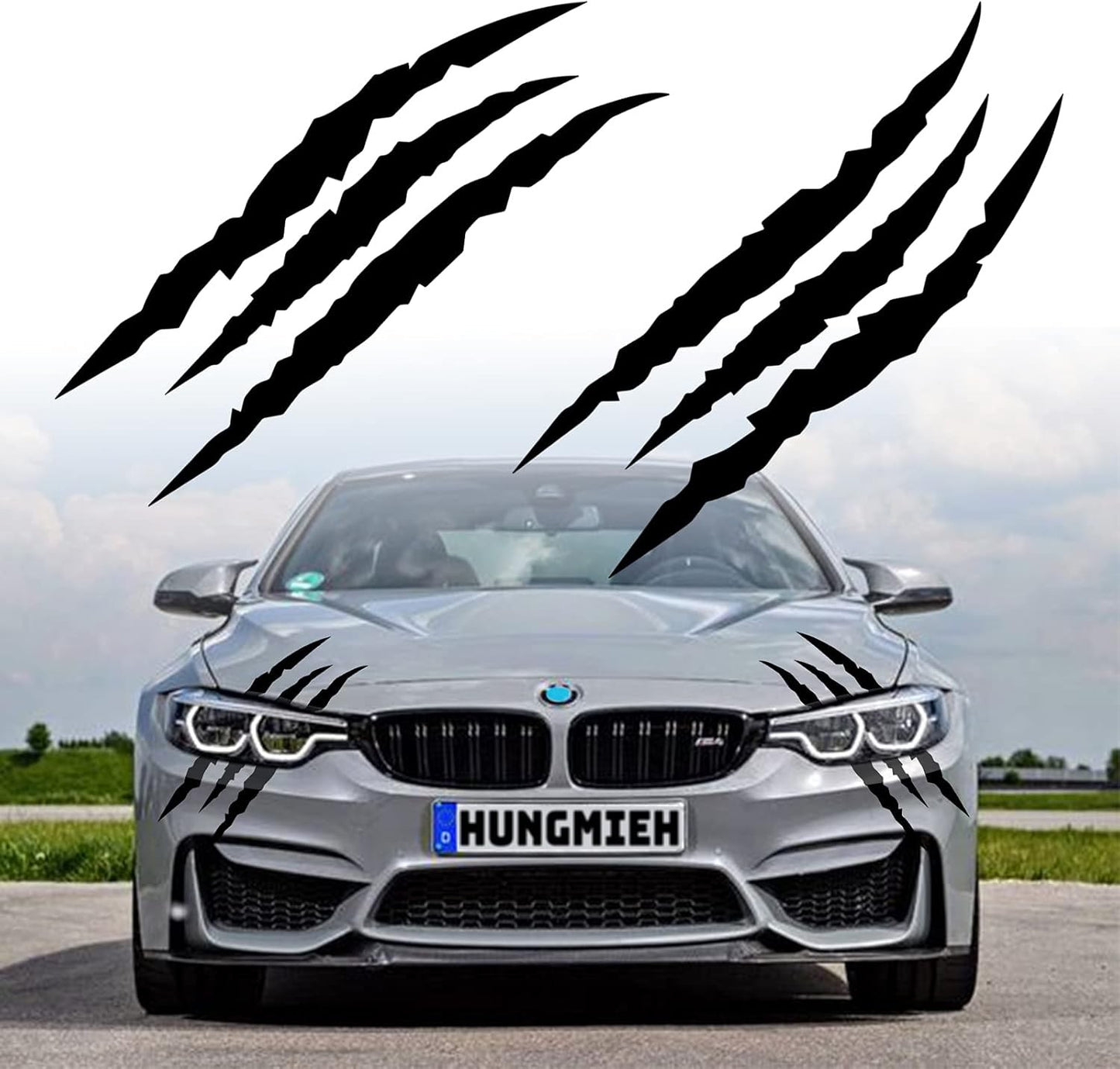 2PCS Claw Mark Car Decak, Car Headlight Decal/15.8 Inch, Monster Claw Scratch