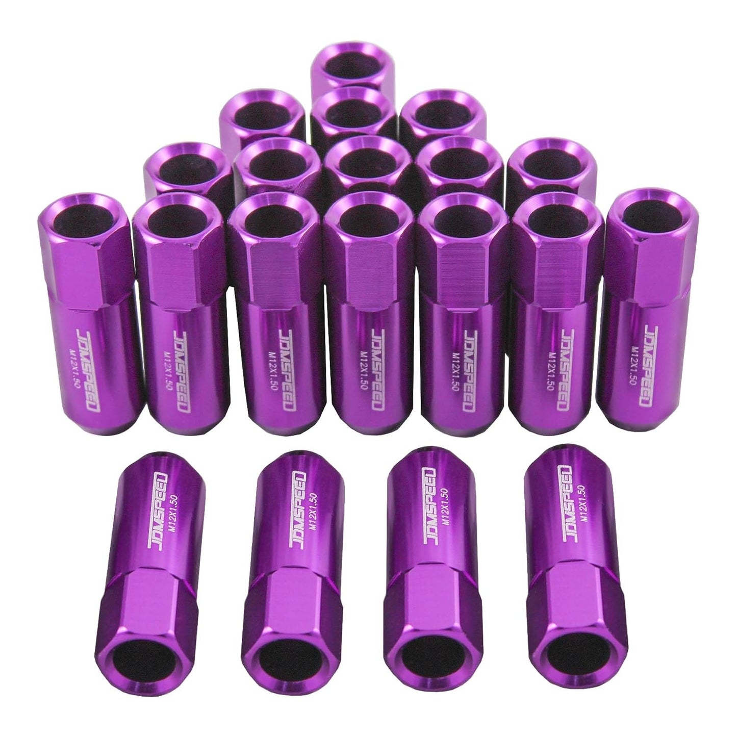 Purple 60MM Aluminum Extended Tuner Lug Nuts Replacement for Wheel M12X1.5 20PCS