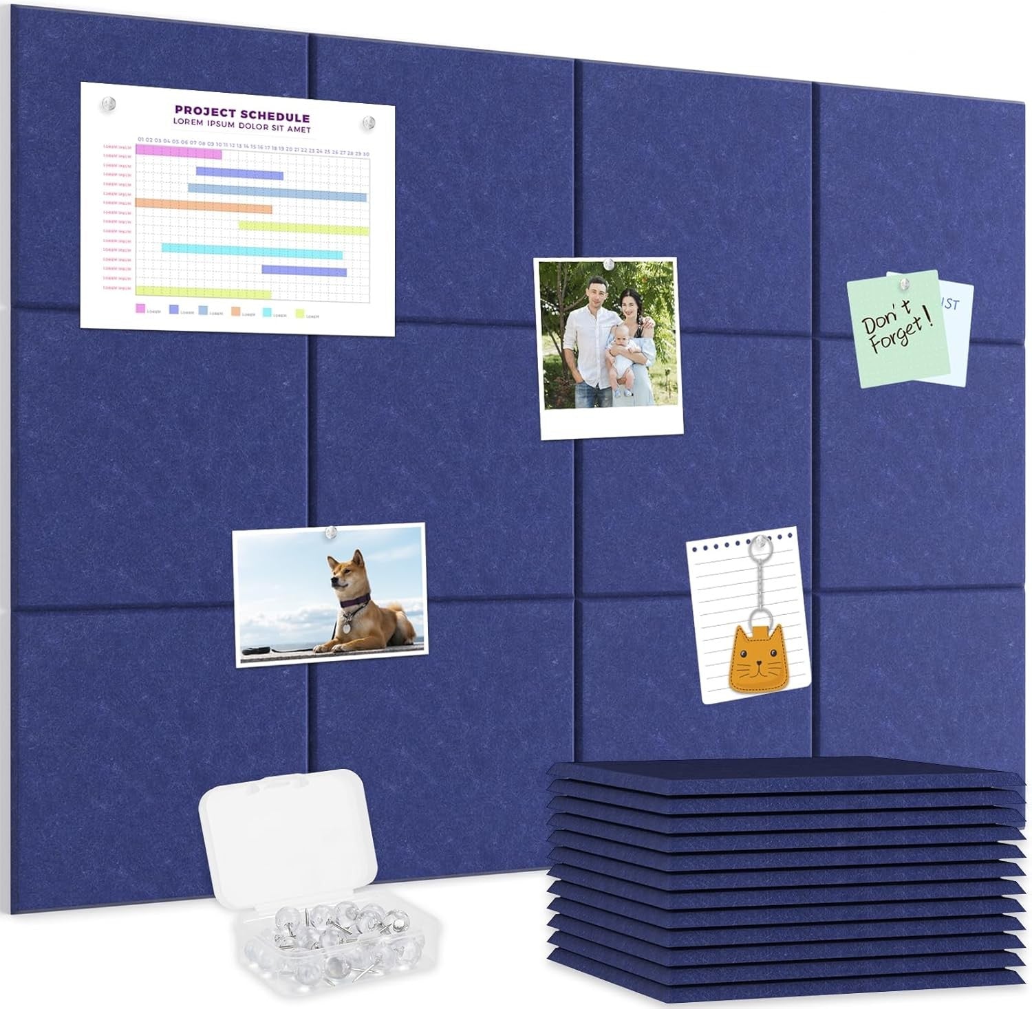 Large Cork Board for Walls, 12 Pack Square Bulletin Board, 48"x36" Pin Board